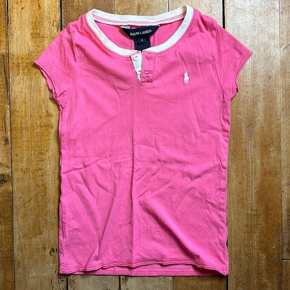 Ralph Lauren shirt pink size 4 cotton shirt sleeve spring summer barbiecore